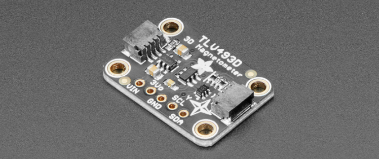 A printed circuit board which allows the TLV493D magnetometer to be used.